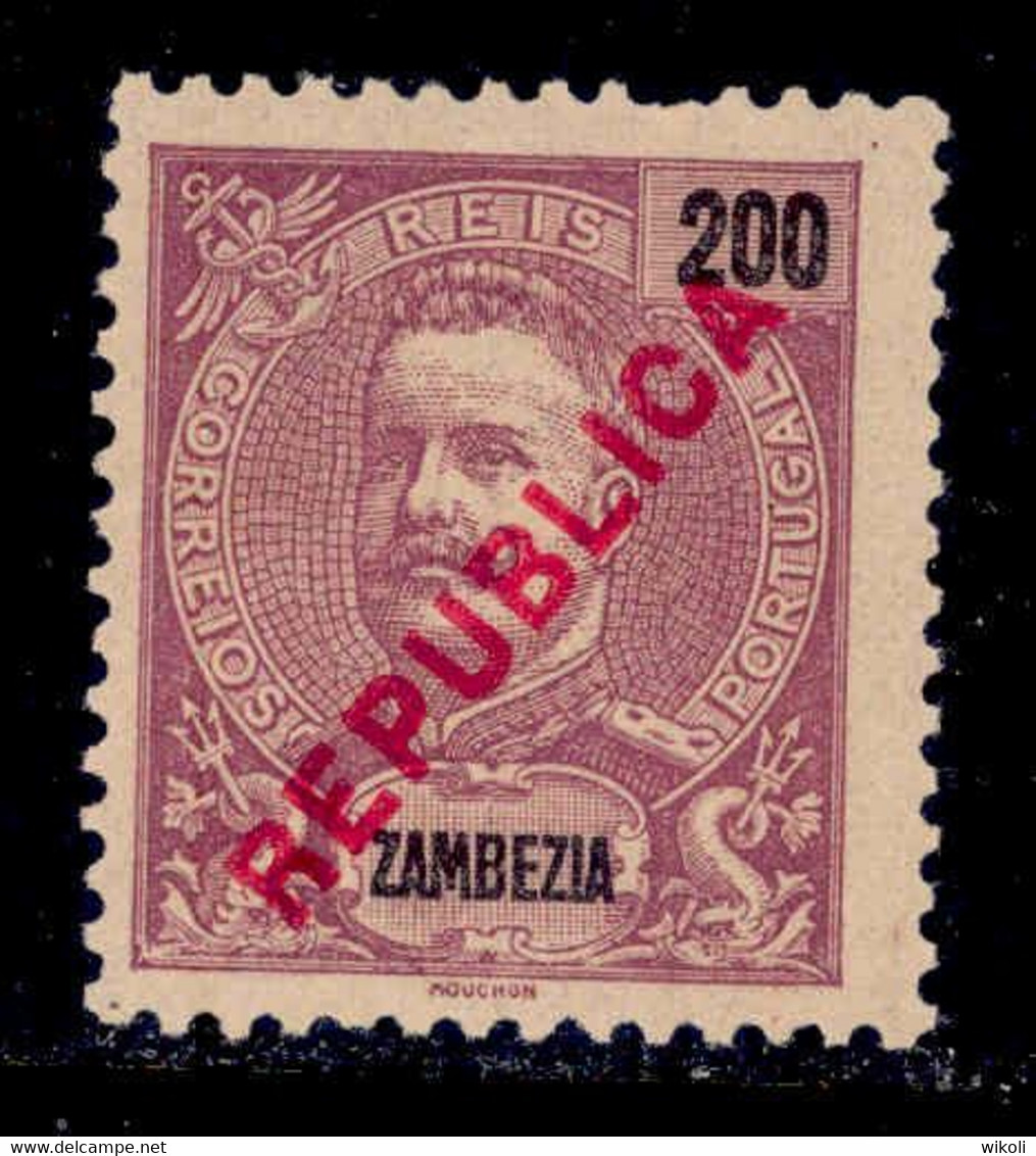 ! ! Zambezia - 1917 King Carlos Local Republica 200 R - Af. 99 - MH - Zambezia