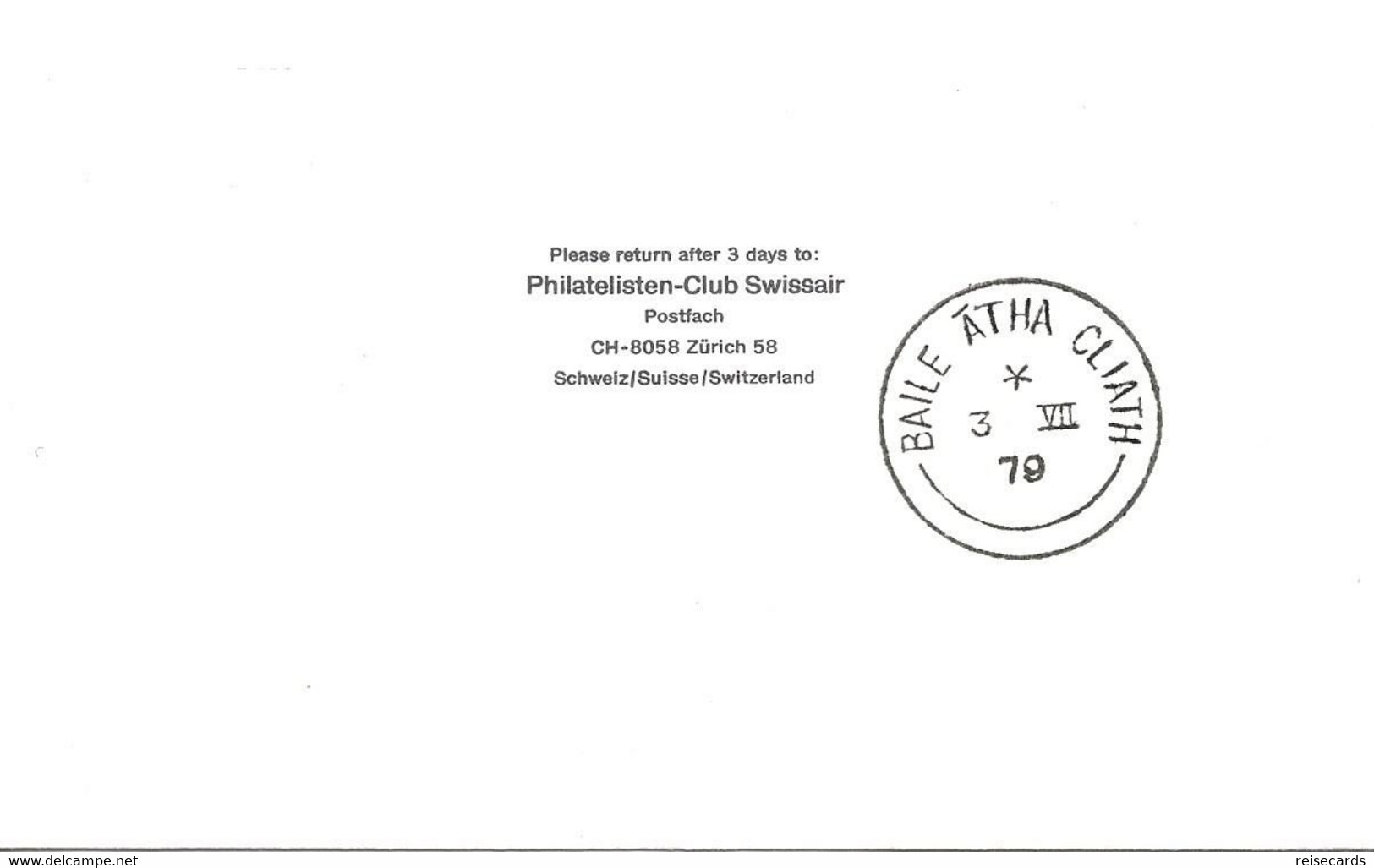 Liechtenstein: 1979 Swissair Air Mail Brief Zürich - Dublin - Lettres & Documents