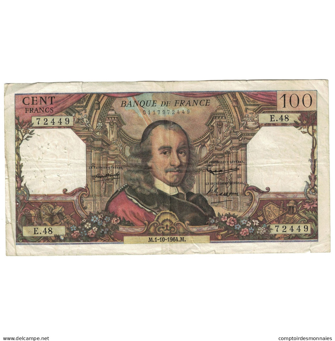 France, 100 Francs, Corneille, 1964, E.48, TB, Fayette:65.04, KM:149a - 100 F 1964-1979 ''Corneille''