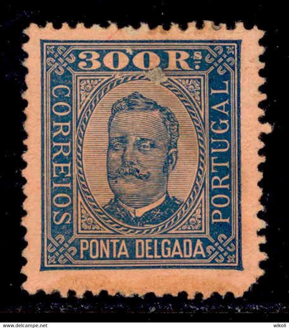 ! ! Ponta Delgada - 1892 D. Carlos 300 R (Perf. 12 3/4) - Af. 12 - MH - Ponta Delgada