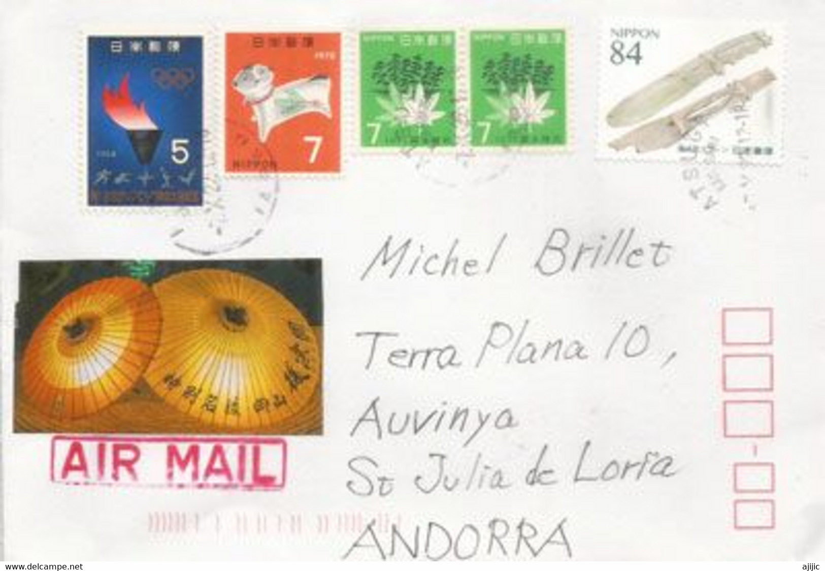 Belle Lettre Du Japon 2022, Adressée Andorra (Principat) - Covers & Documents