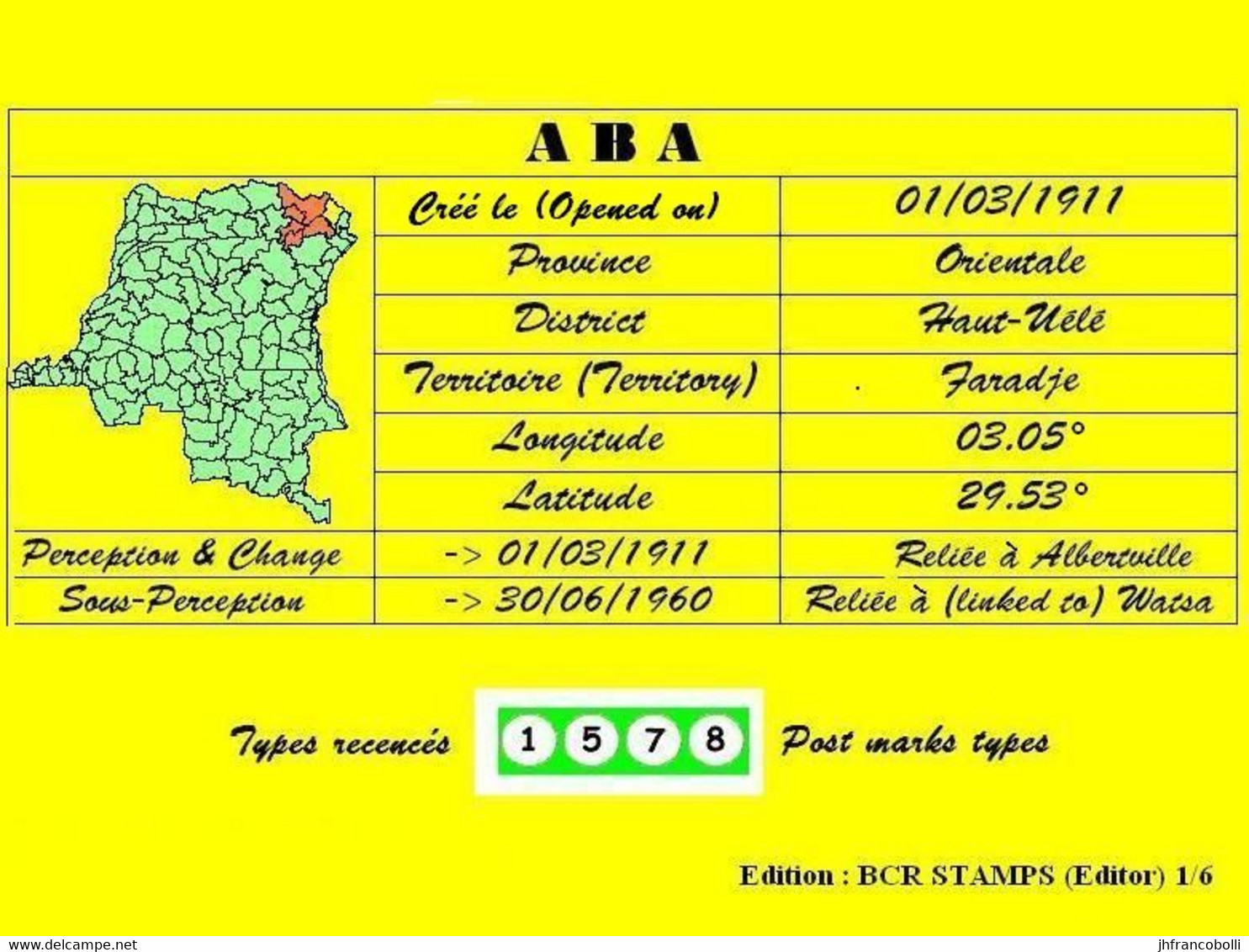 (°) ABA BELGIAN CONGO / CONGO BELGE = CANCELATION STUDY = 6 STAMPS [-A-] AIRMAIL PA1+3+10+9+17+12 - Abarten Und Kuriositäten