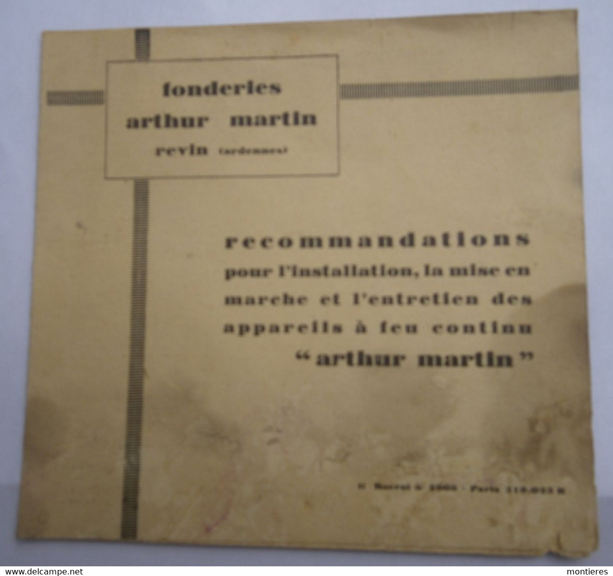 FONDERIES ARTHUR MARTIN à REVIN ( Ardennes 08 ) Recommandations Pour La Mise En Service Des Appareils - Elettricità & Gas