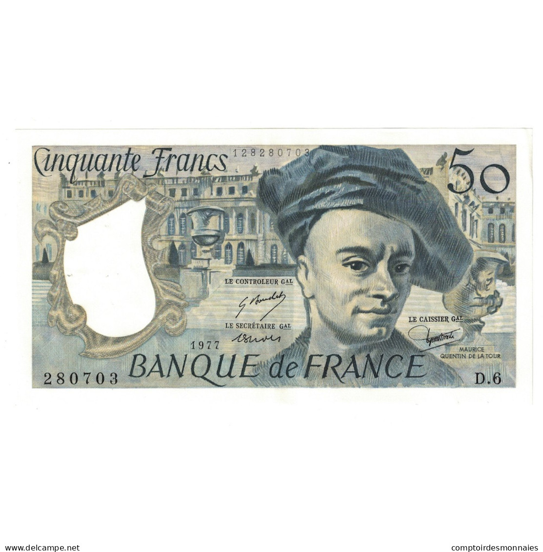 France, 50 Francs, Quentin De La Tour, 1977, D.6, SPL, Fayette:67.2, KM:152a - 50 F 1976-1992 ''Quentin De La Tour''