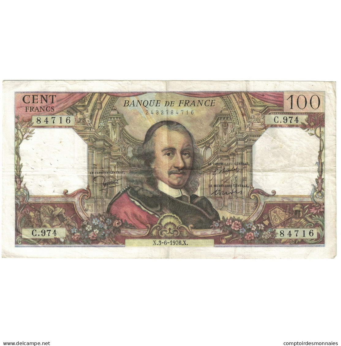 France, 100 Francs, Corneille, 1976, C.974, TB+, Fayette:65.53, KM:149f - 100 F 1964-1979 ''Corneille''
