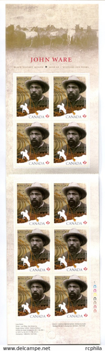 RC 20213 CANADA BK 480 JOHN WARE COWBOY CARNET COMPLET BOOKLET MNH NEUF ** - Carnets Complets
