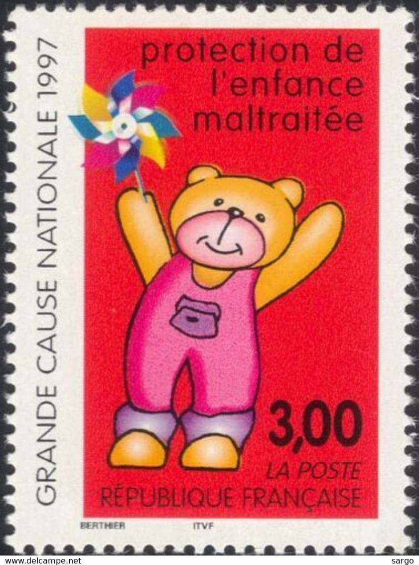 FRANCE - 1997 - TOY BEAR - PROTECTION OF ABUSED CHILDREN -  1 V. MNH - - Poupées