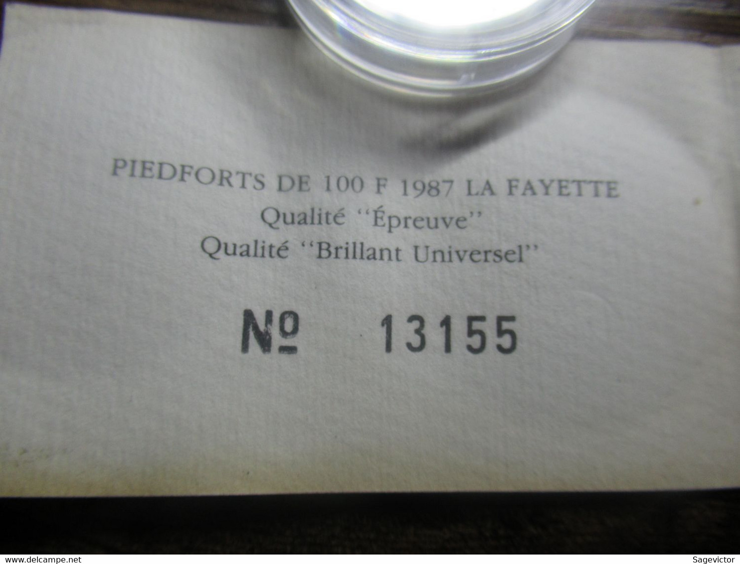 PiéfortS  2 Piéforts De 100 FRANCS 1987 Descarts Bu Et BE  + Certificat - Essais, Piéforts, épreuves & Flans Brunis