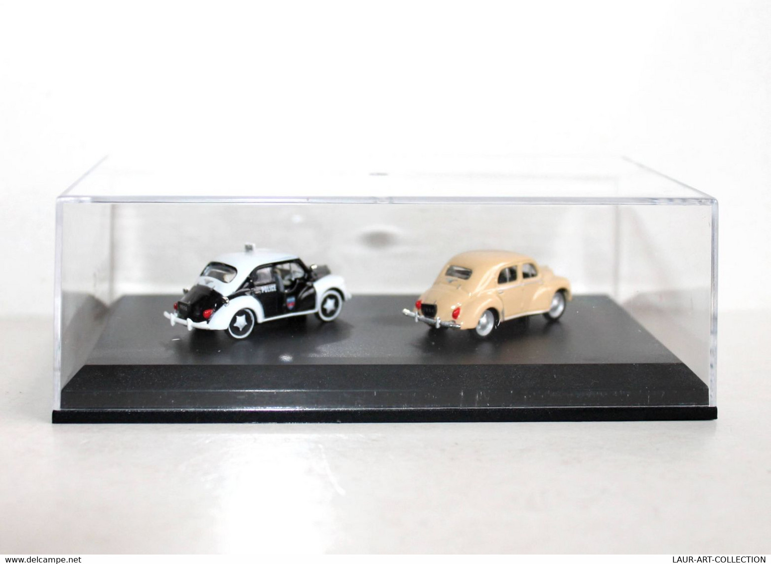 RENAULT 4CV 1954 + RENAULT 4 CV POLICE 1955 - VOITURE AUTOMOBILE MINIATURE 1/87 - ANCIEN MODELE REDUIT (1712.1) - Scala 1:87