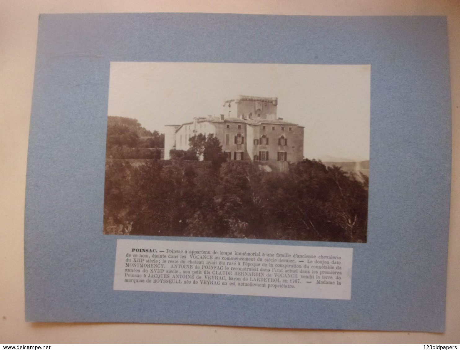 ♥️ 43 Haute-Loire Tirage XIX°  Vers 1880  POINSAC  FAMILLES BERNARDIN DE VOCANCE MARQUISE DE BOYSSEULL VEYRAC - Old (before 1900)