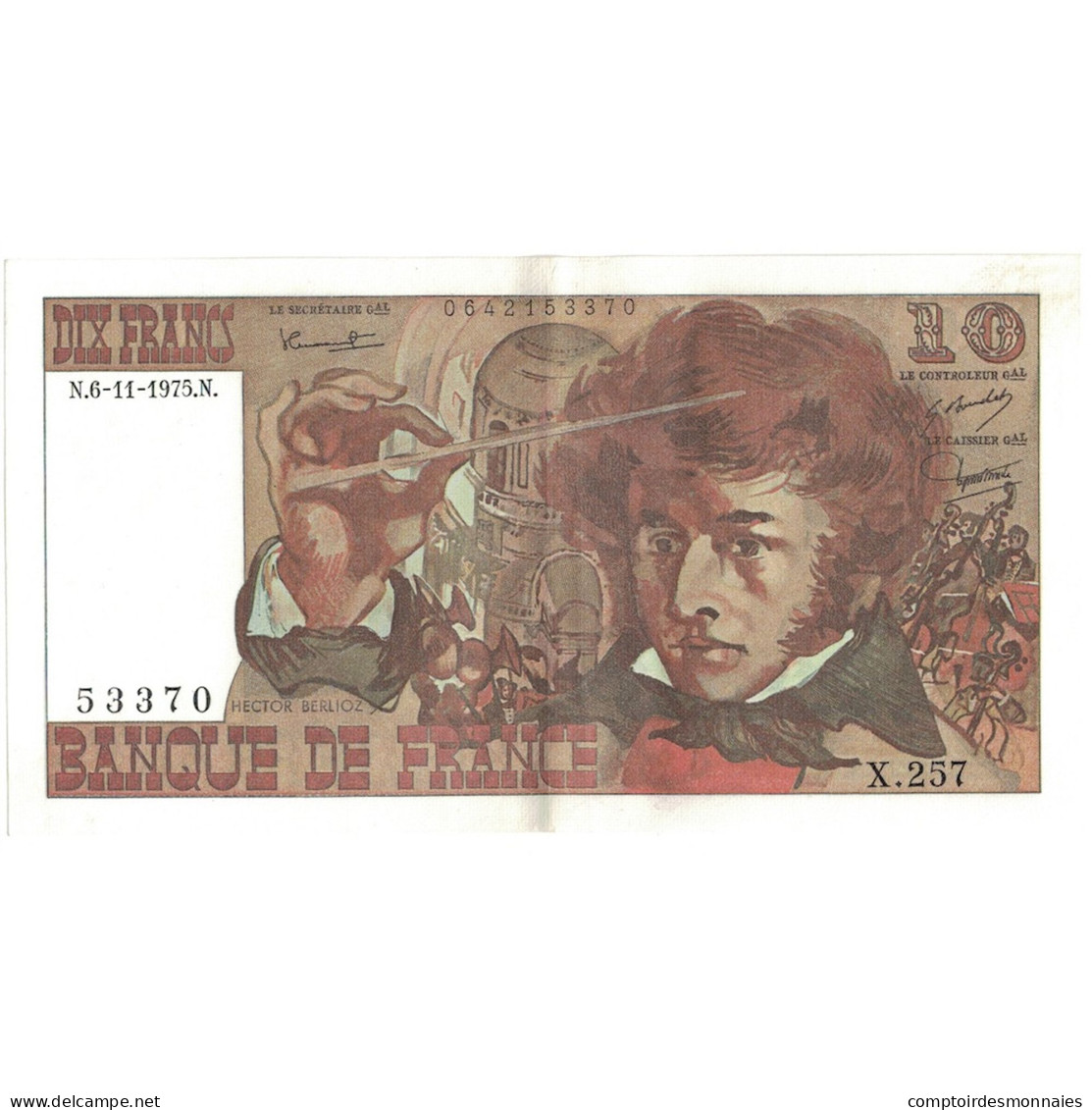 France, 10 Francs, Berlioz, 1975, X.257, SPL, Fayette:63.14, KM:150b - 10 F 1972-1978 ''Berlioz''