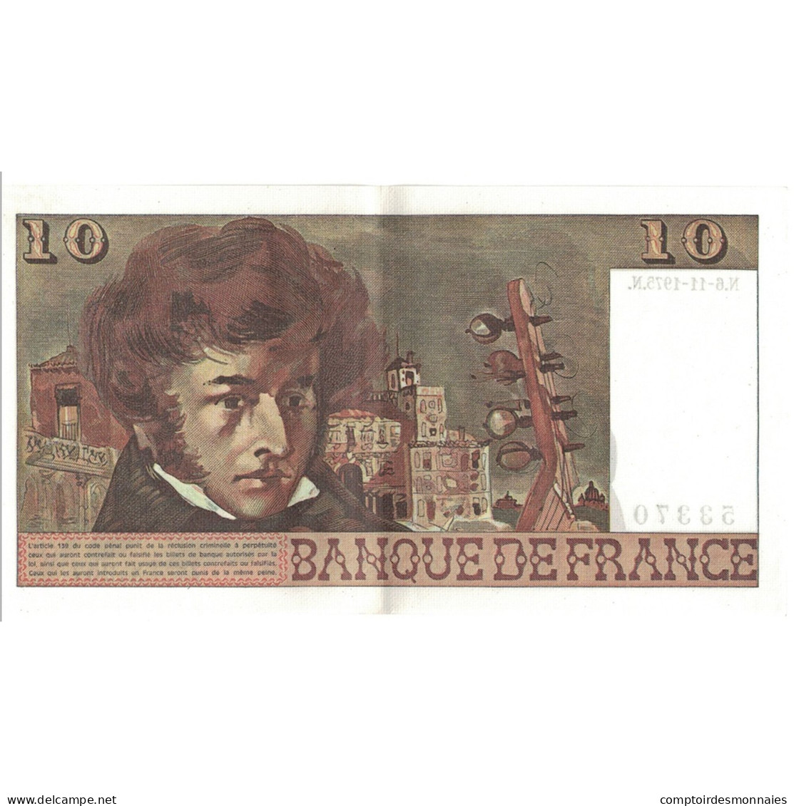 France, 10 Francs, Berlioz, 1975, X.257, SPL, Fayette:63.14, KM:150b - 10 F 1972-1978 ''Berlioz''