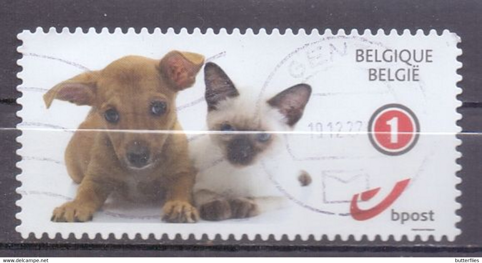 België - Duostamp  - Hond + Kat  - Zonder Papierresten - Oblitérés