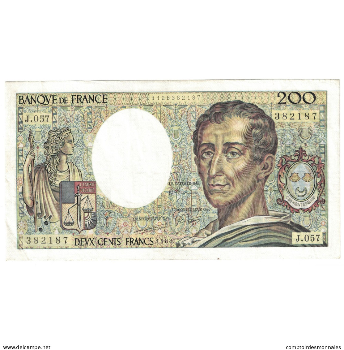 France, 200 Francs, Montesquieu, 1988, J.057, TTB, Fayette:70.8, KM:155c - 200 F 1981-1994 ''Montesquieu''