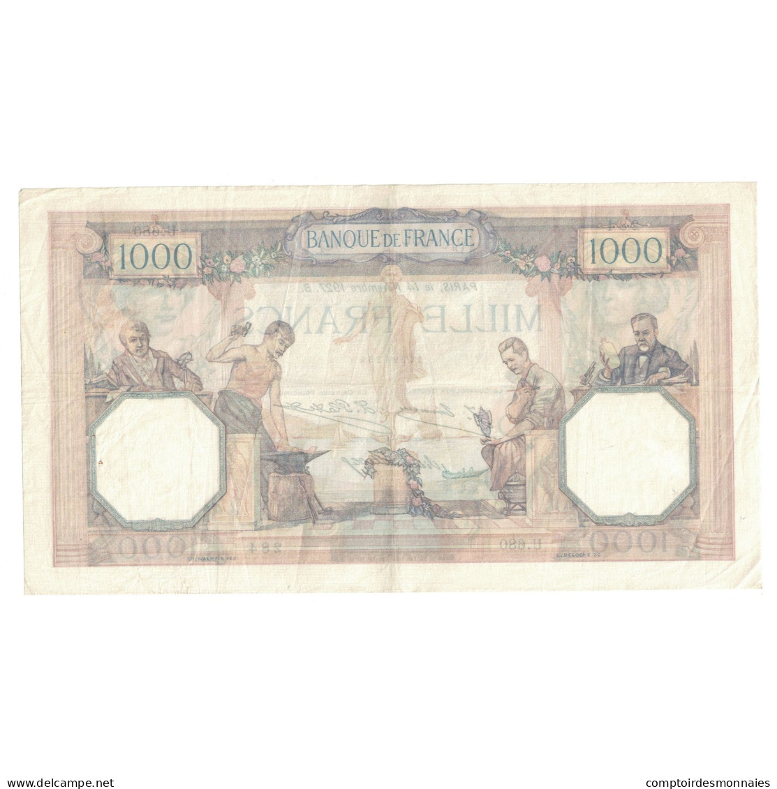 France, 1000 Francs, Bleu Et Rose, 1927, U.680, TTB, Fayette:37.1, KM:79a - 1 000 F 1889-1926 ''Bleu Et Rose''