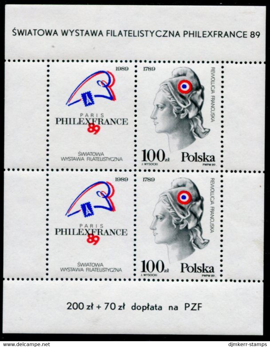 POLAND 1989 Bicentenary Of French Revolution Block MNH / **.  Michel Block 108 - Unused Stamps