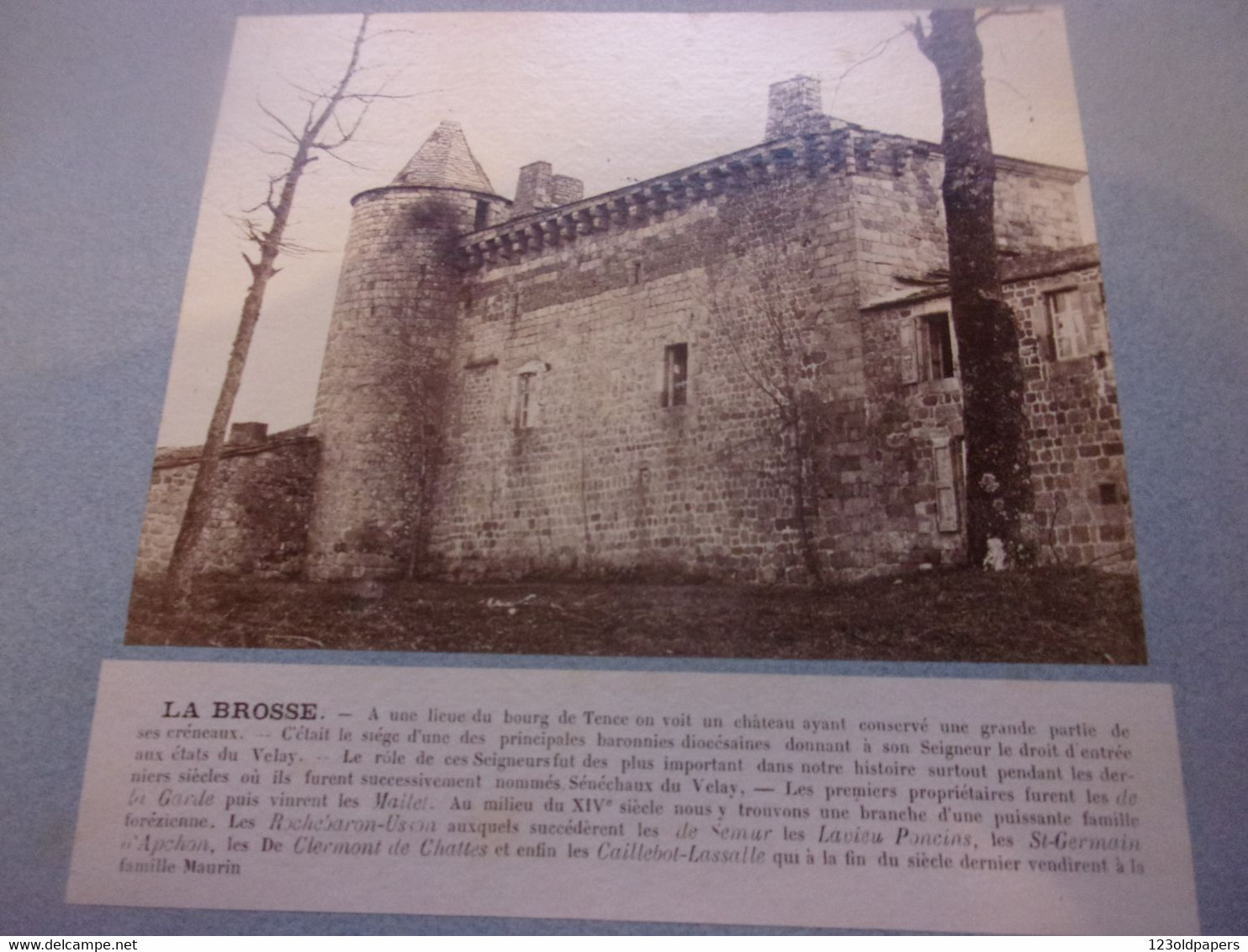 ♥️ 43 Haute-Loire Tirage XIX°  Vers 1880 LA BROSSE PRES TENCE FAMILLE DE LA GARDE CLERMONT DE CHATTES MAURIN - Ancianas (antes De 1900)