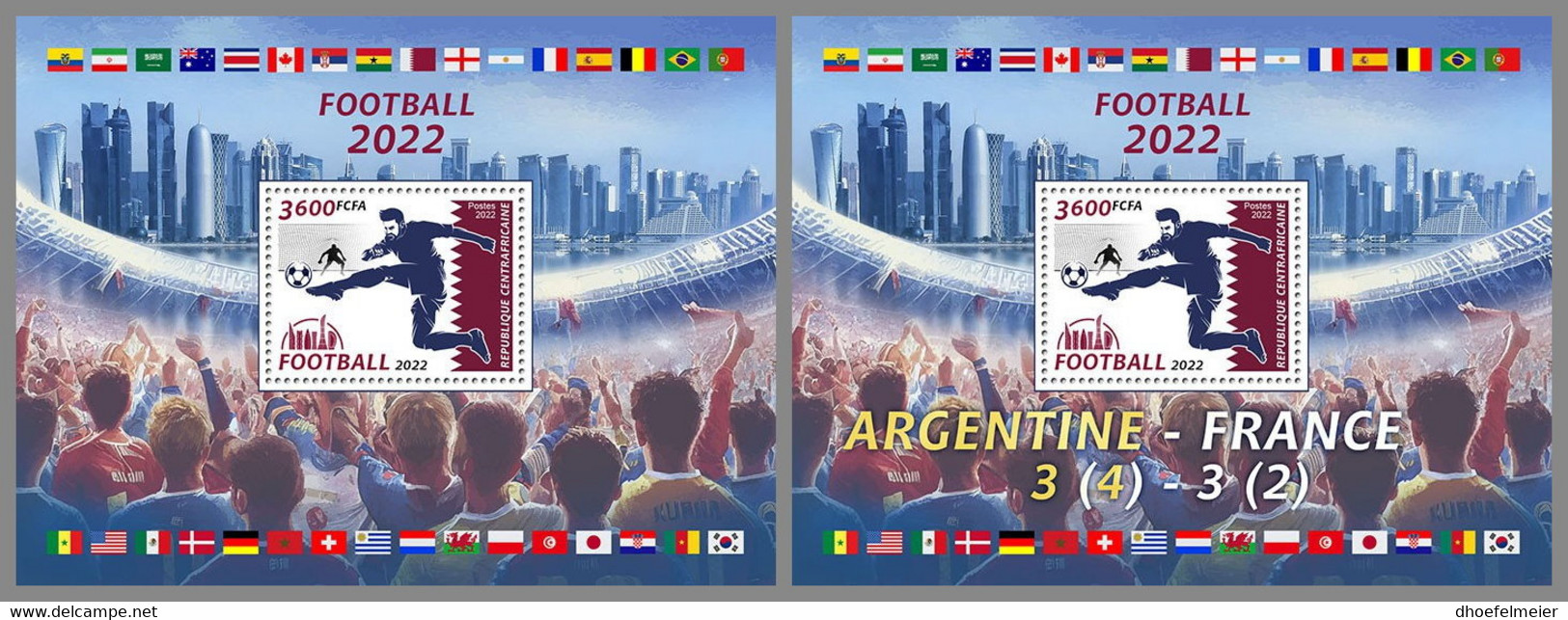 CENTRALAFRICA 2022 MNH Football WM Qatar 2022 2S/S - OFFICIAL ISSUE - DHQ2250 - 2022 – Qatar