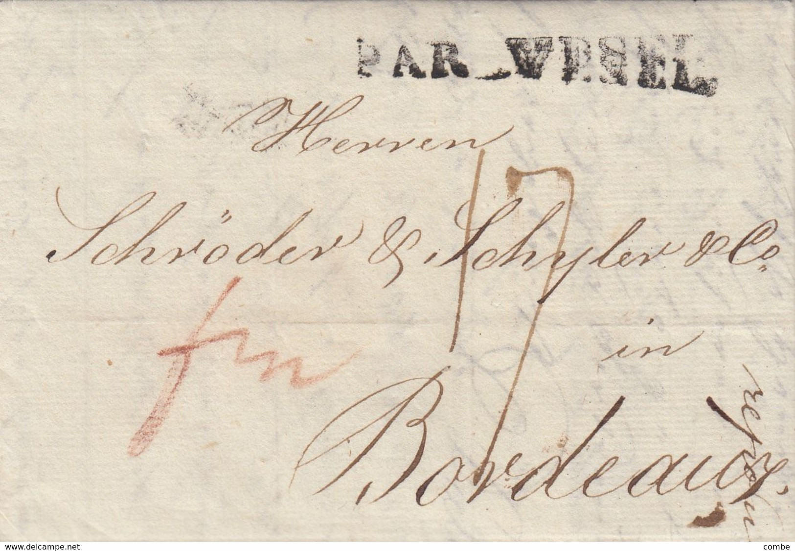 LETTRE. JANV 1804. DALKOROSKI DANZIG POUR SCHRODER BORDEAUX. PAR WEZEL TAXE 17 Sols - 1794-1814 (Période Française)