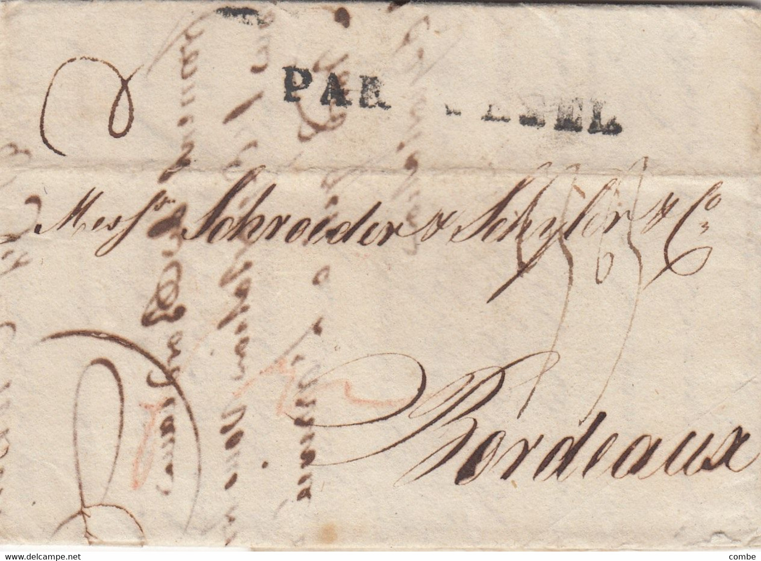 LETTRE. 5 NOV 1802. ROTTENBURG DANZIG POUR SCHRODER BORDEAUX. PAR WEZEL TAXE 33 Sols - 1794-1814 (Période Française)