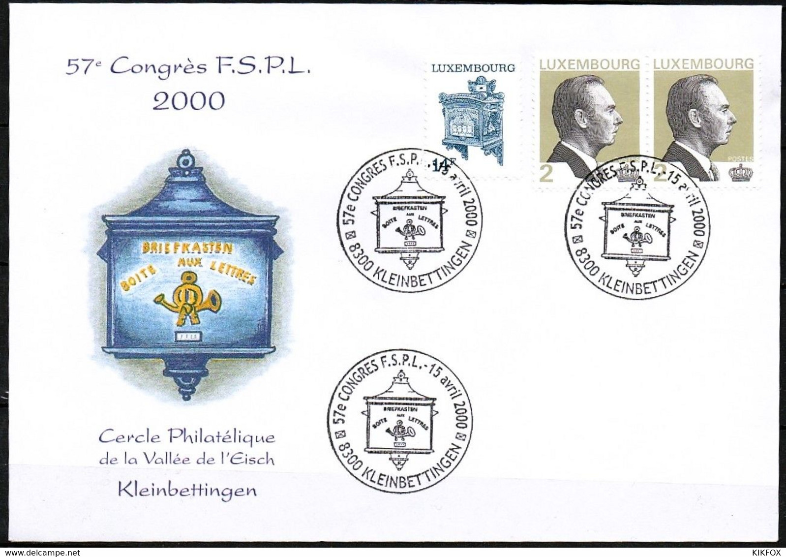 Luxembourg , Luxemburg , 2000, MI 1282+1357,57 CONGRES F.S.P.L. 2000,  ESTB - Lettres & Documents