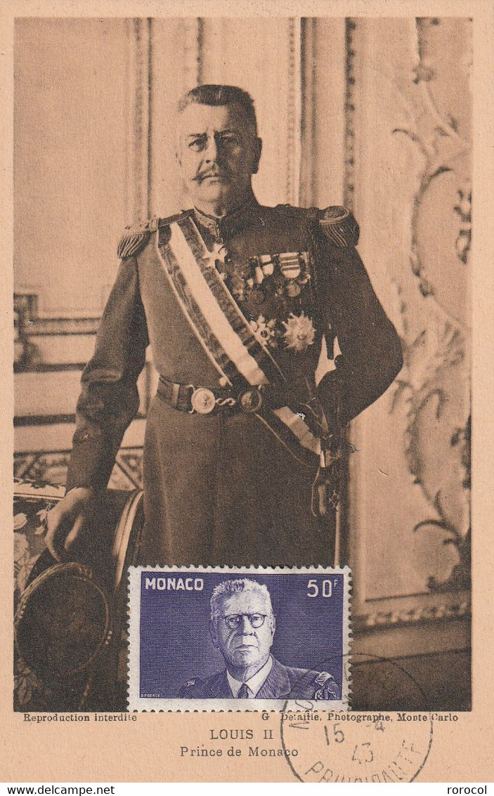 MONACO N° 264 Sur Carte Postale GENRE CARTE MAXIMUM Prince Louis II - Storia Postale