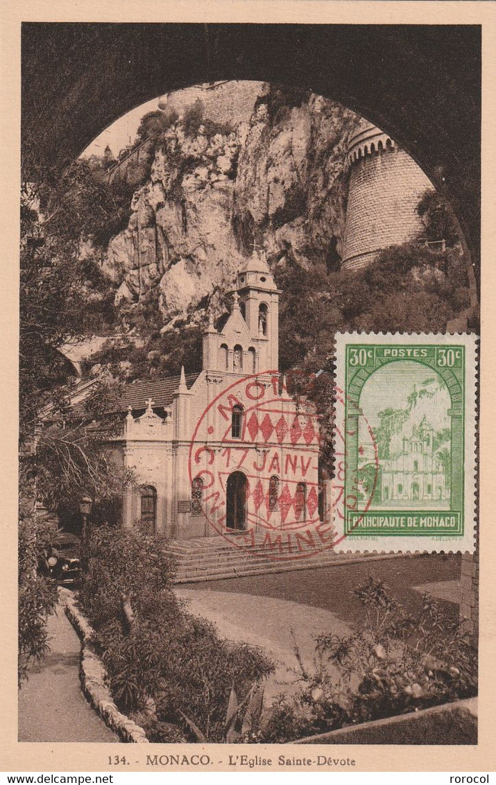 MONACO N° 122 Sur Carte Postale  CARTE MAXIMUM Eglise Sainte Dévote Cachet En Rouge RARE - Cartas & Documentos