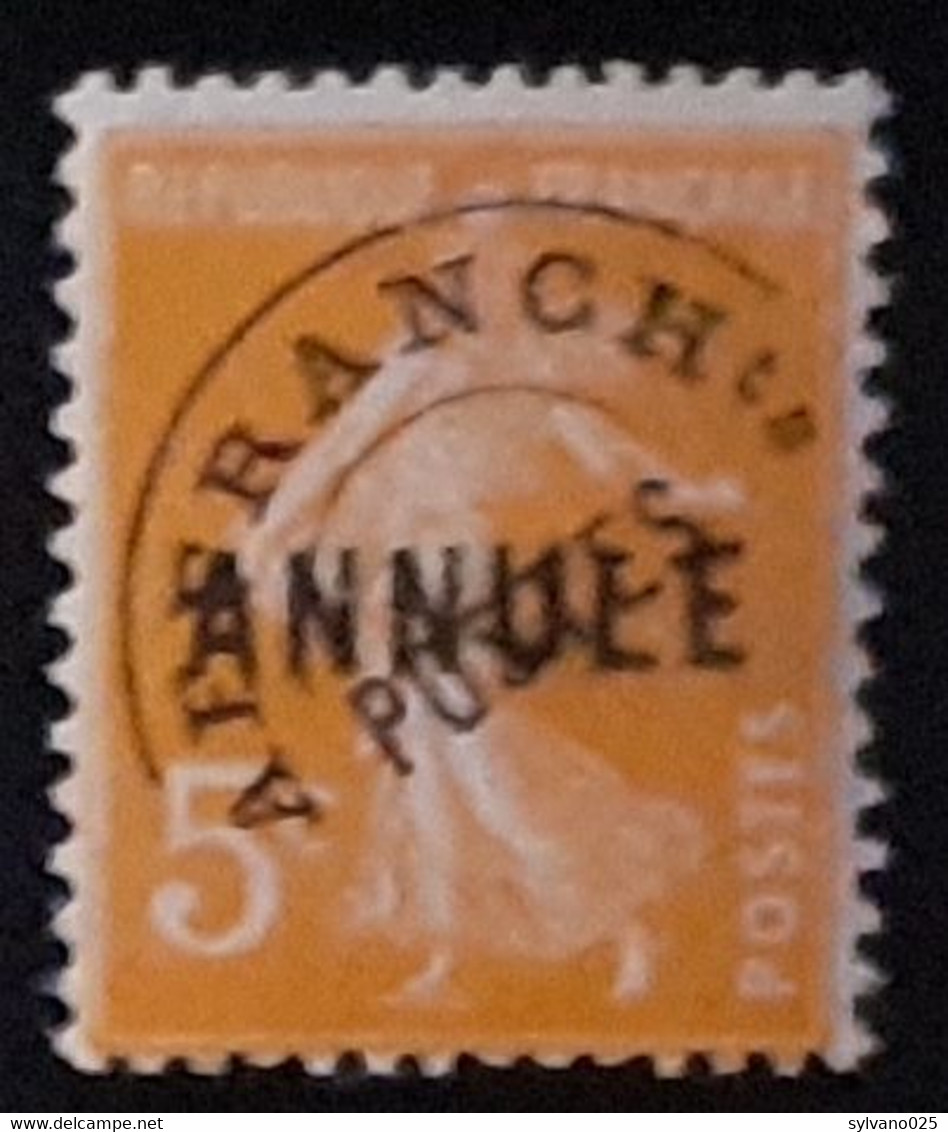 5 C Semeuse Orange - Surcharge A  (ANNULE) -  LUXE AFFAIRE - Specimen