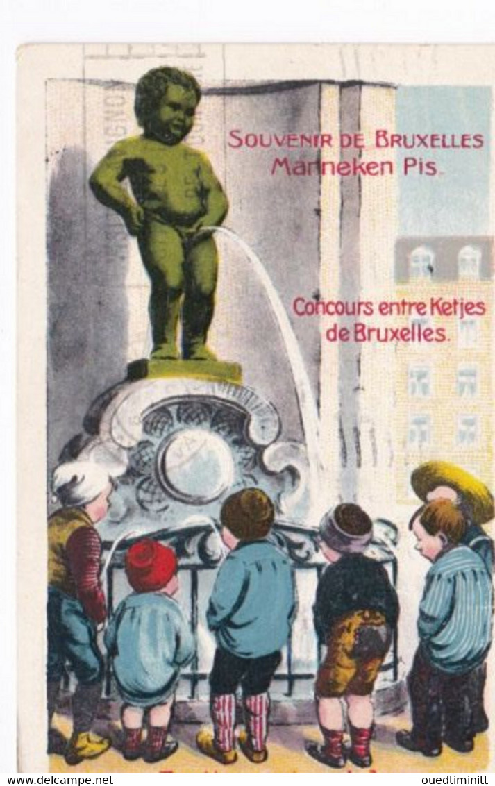 Souvenir De Bruxelles, Manneken Pis, Concours Entre Ketjes, Humour. 1929. - Personnages Célèbres