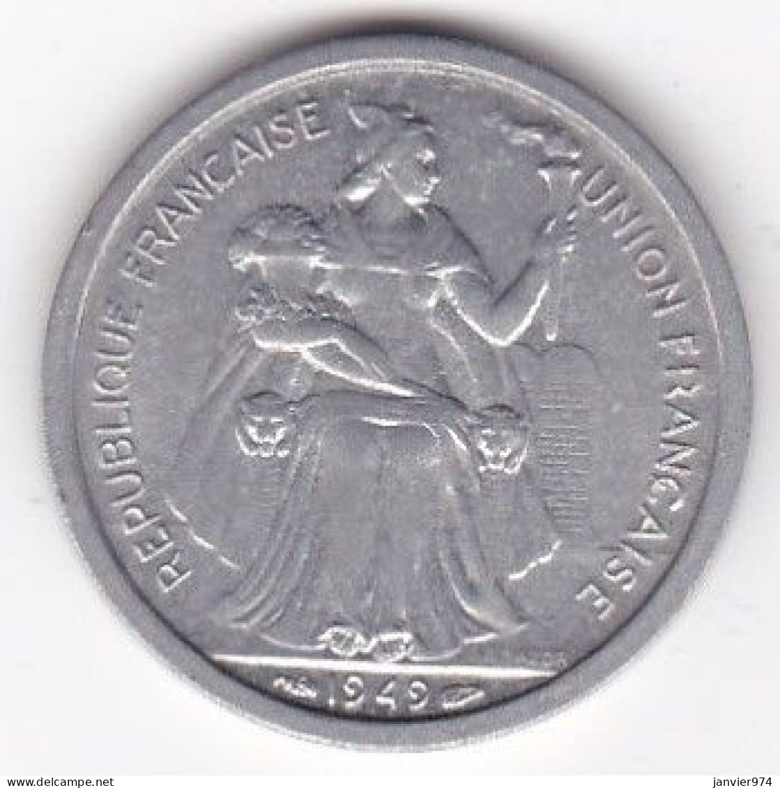 Etablissements Française De L’Océanie. Union Française. 2 Francs 1949, En Aluminium - Polynésie Française