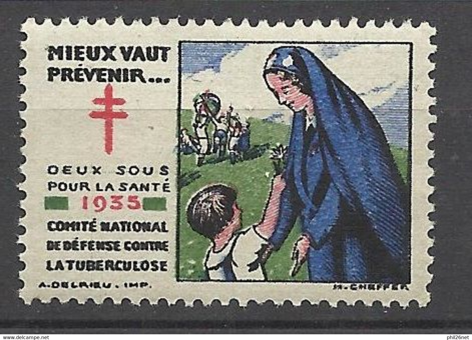 France  Vignette Illustrée Anti Tuberculose 1935  Mieux Vaut Prévenir   Neuf  * *  B/TB Voir Scans Soldé ! ! ! - Antituberculeux