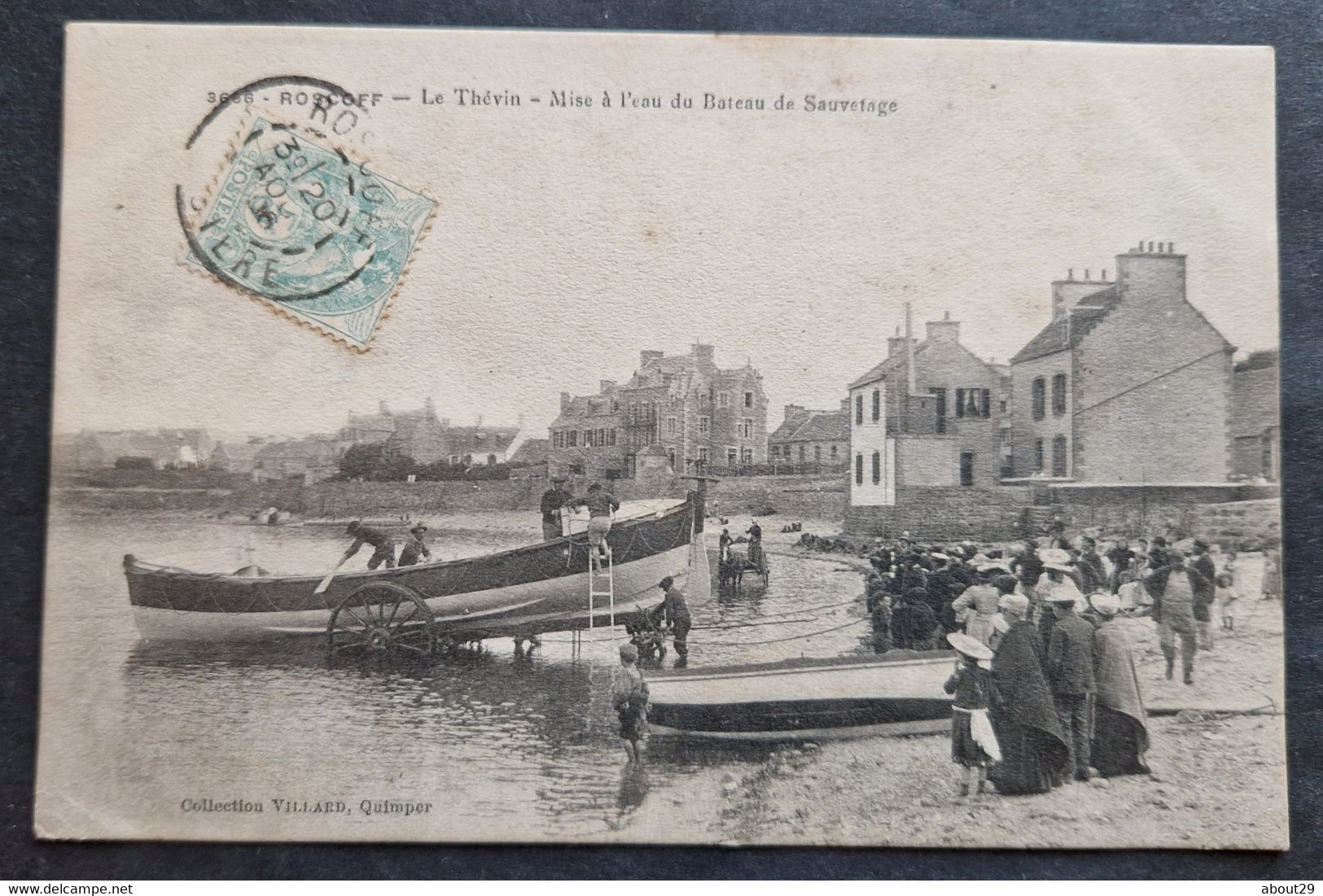 CPA 29 ROSCOFF - Le Thévin - Mise à L'eau Du Bateau De Sauvetage - Edit. Villard 3666 - Réf M 253 - Roscoff