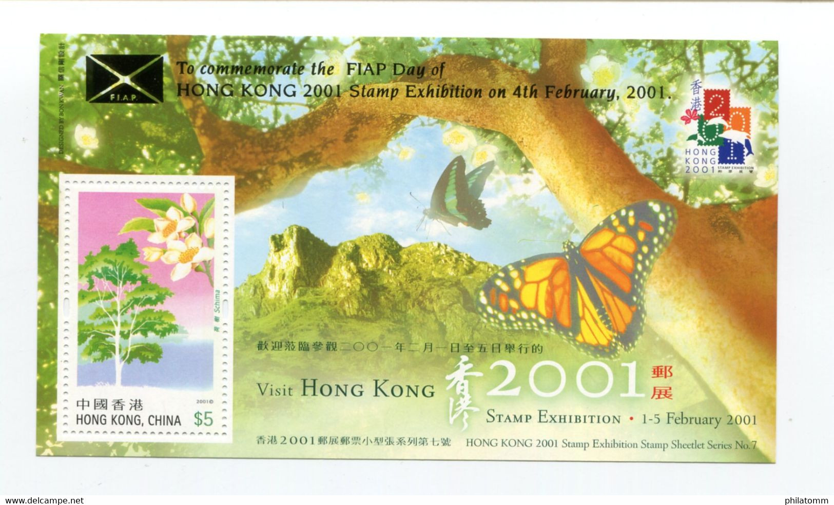 Hong Kong - Block Nr. 90 - "HONG KONG'01" - Add Print FIAP -  ** / MNH (aus Dem Jahr 2001) - Blocchi & Foglietti