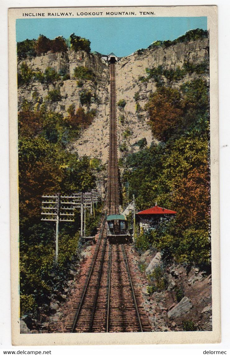 CPA Couleur Funicular Incline Railway Lookout Mountain Chattanooga Tennessee United States Editor Mullinix - Chattanooga