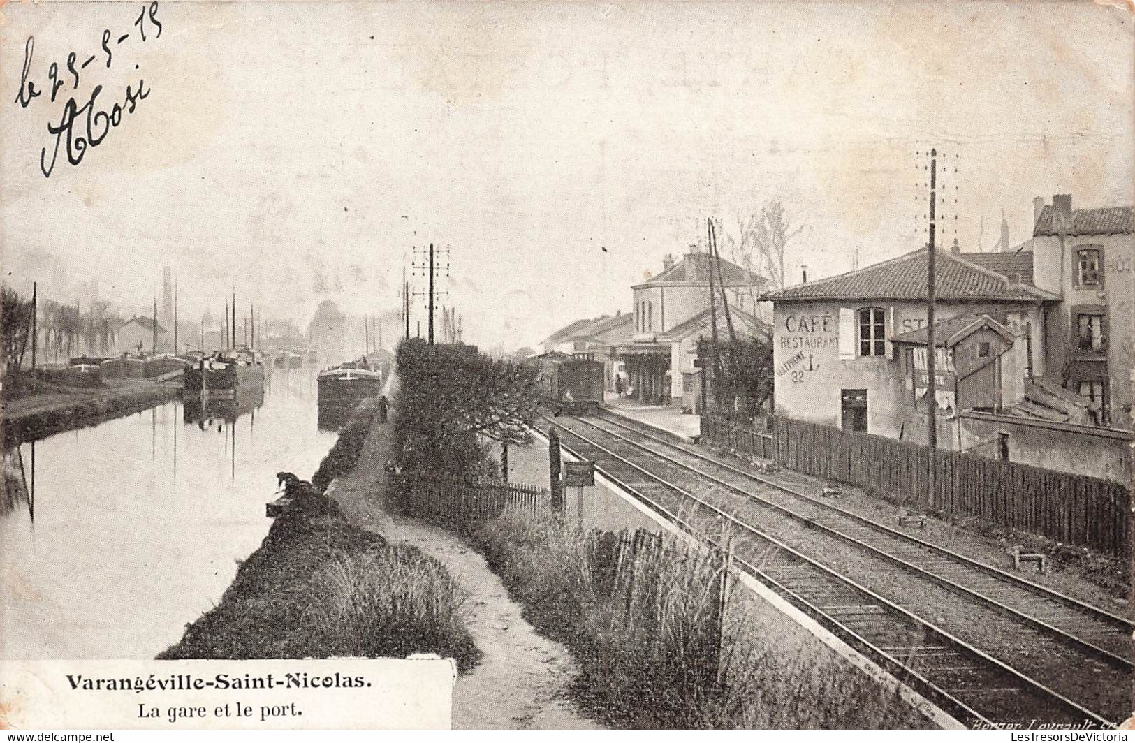 CPA Varangeville Saint Nicolas - La Gare Et Le Port - Chemin De Fer - Oblit Avricourt à Nancy - Franchise Militaire - Estaciones Con Trenes