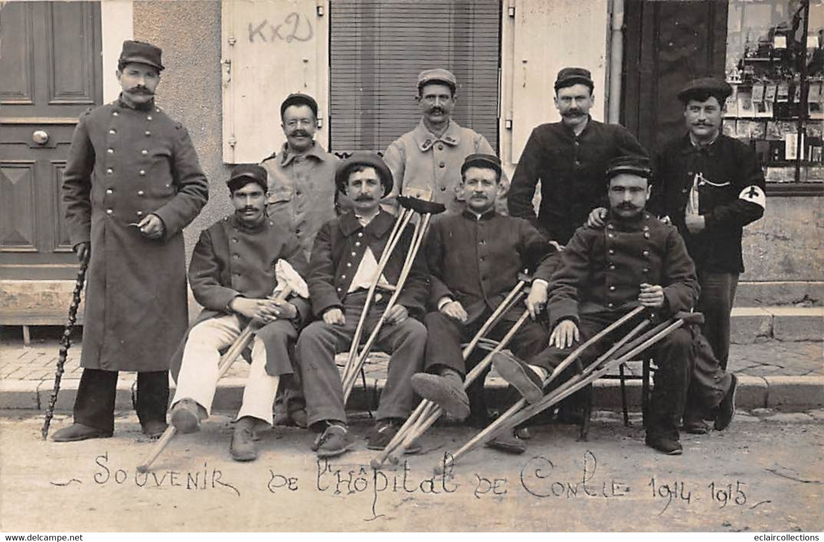 Conlie         72          Souvenir De L'Hôpital  1914-1915   Blessés.Carte Photo                 ( Voir Scan ) - Conlie