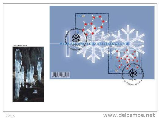 New Neu Slovenia Slovenie Slowenien 2014 Inernational Year Of Crystallography Snowflake - Joint Issue With Belgium FDC - Minéraux