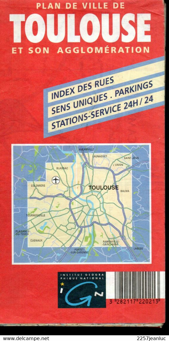 Carte I.G.N. Plan De Ville Toulouse Et Son Agglomération  - Carte   Au 1/ 12500 ème De 1998 - Maps/Atlas
