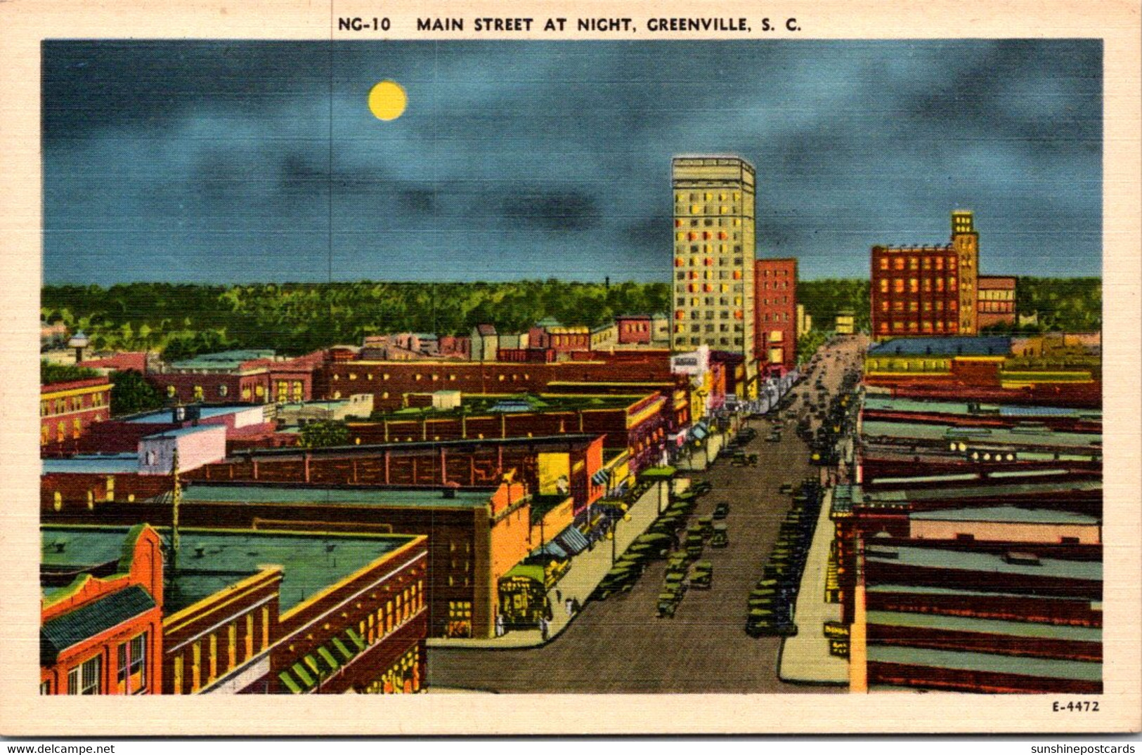 South Carolina Greenville Main Street At Night - Greenville