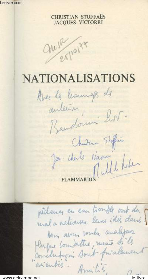 Nationalisations - Stoffaës Christian/Victorri Jacques - 1977 - Livres Dédicacés