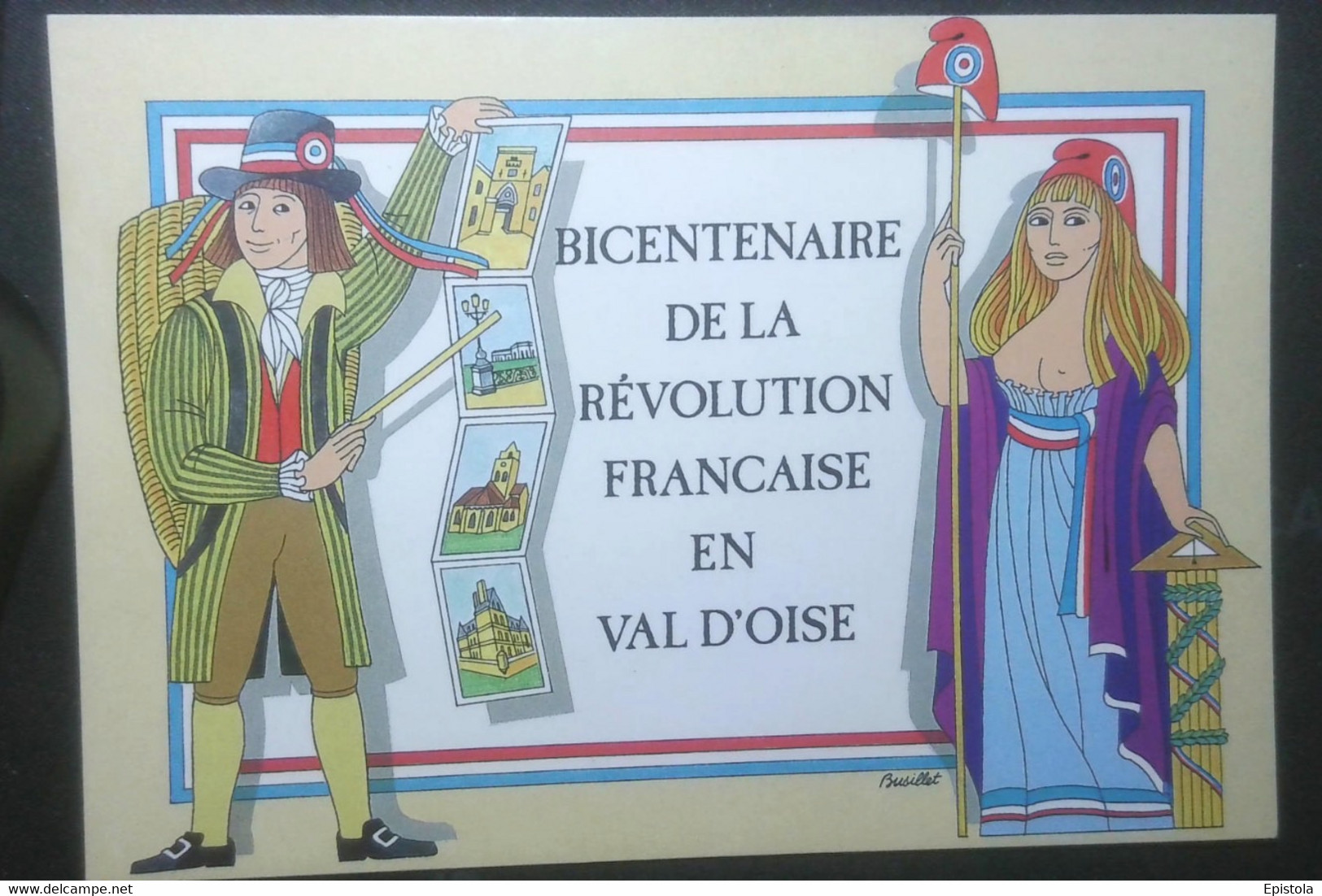 ► Bicentenaire De La Révolution ENGHIEN Les BAINS Marianne (VAL D'OISE)  FESTICART 1989  Illustrateur  Busillet - Histoire