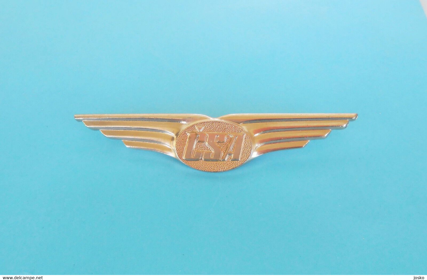 CSA (Czech Airlines) - Vintage Pilot Wings Badge * Airline Airways Plane Avion Czech Republic Slovak R. Slovakia - Distintivi Equipaggio