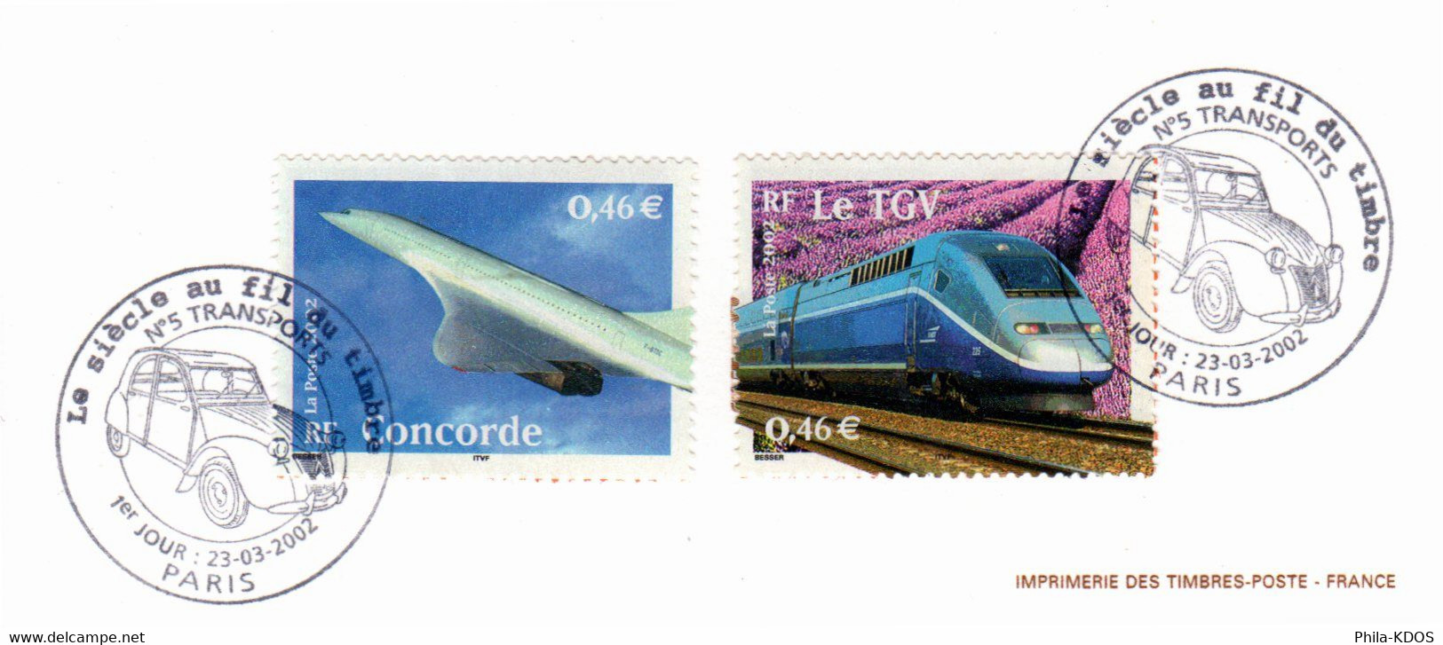 " CONORDE / TGV  " Sur Gravue Officielle 1er Jour De 2002, N° YT 3471 3475. Parfait état. FDC - Concorde