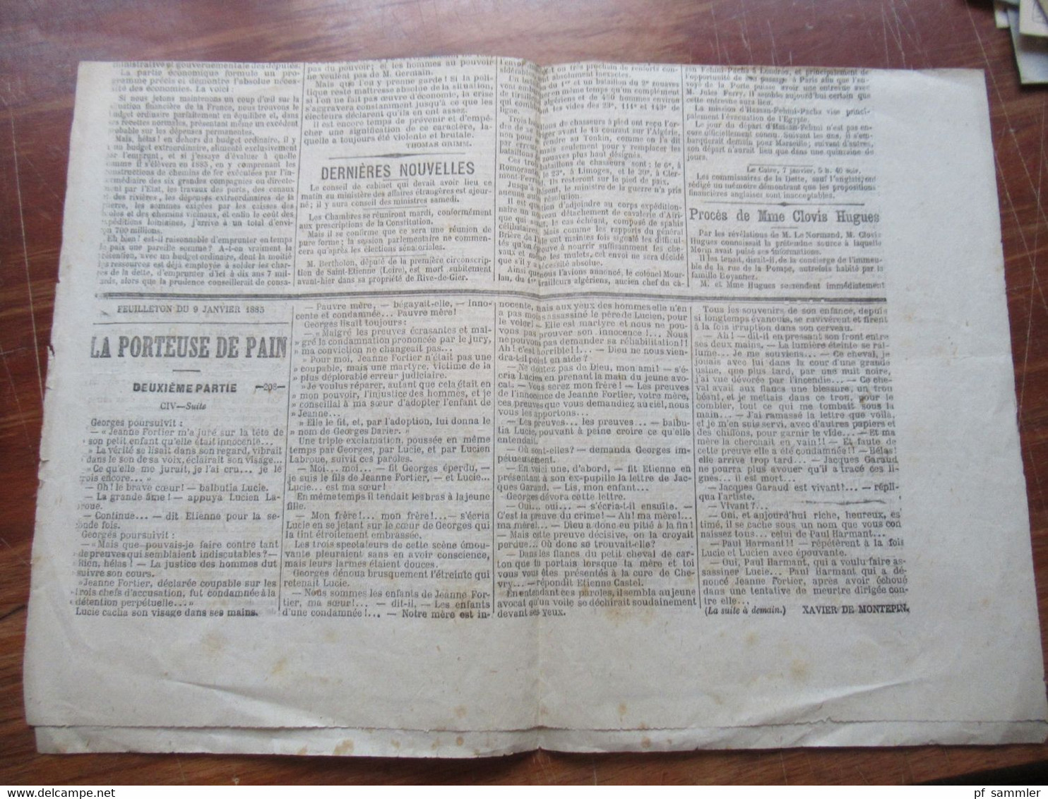 Frankreich 9.1.1885 Paris Zeitung Le Petit Journal 61 Rue Lafayette A Paris / L'Affaire D'Egypte