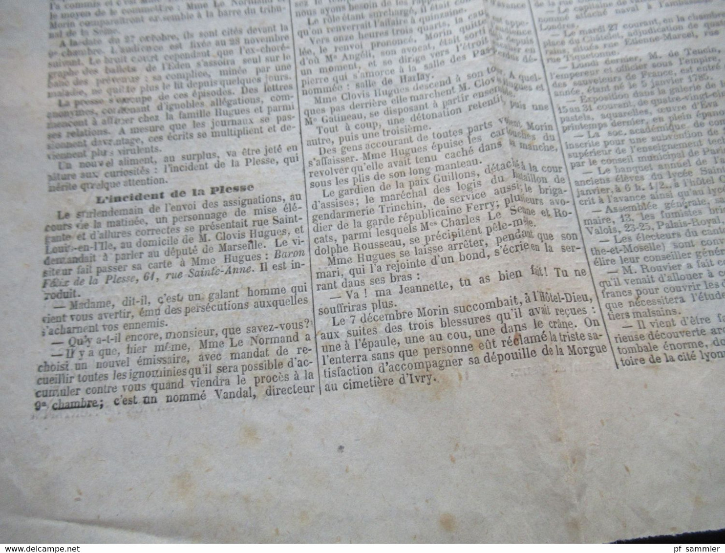 Frankreich 9.1.1885 Paris Zeitung Le Petit Journal 61 Rue Lafayette A Paris / L'Affaire D'Egypte