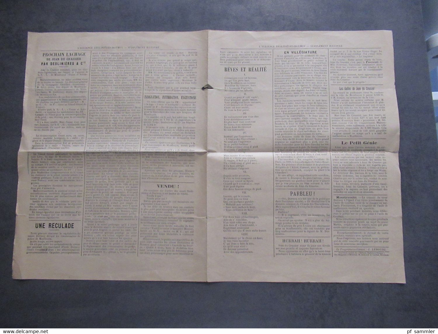 Frankreich 1893 Zeitung L'Alliance Deslinieres - Dormoy / Une Reculade / Militaria / Bild Französische Soldaten