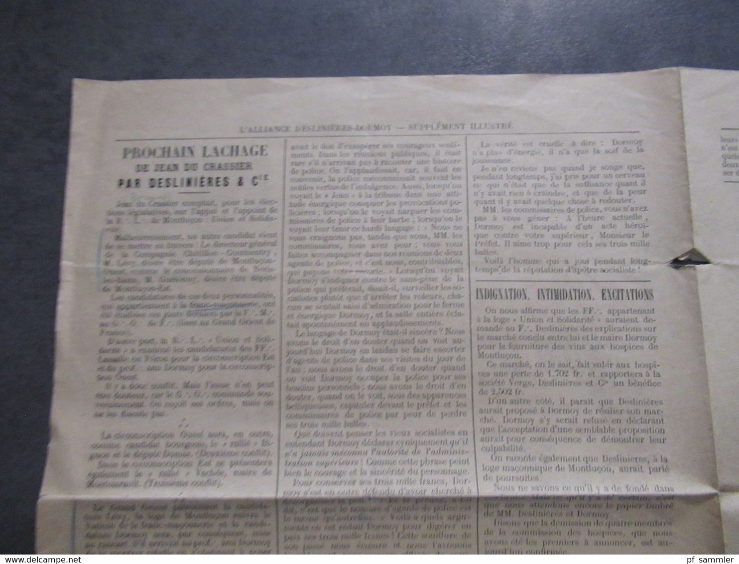 Frankreich 1893 Zeitung L'Alliance Deslinieres - Dormoy / Une Reculade / Militaria / Bild Französische Soldaten