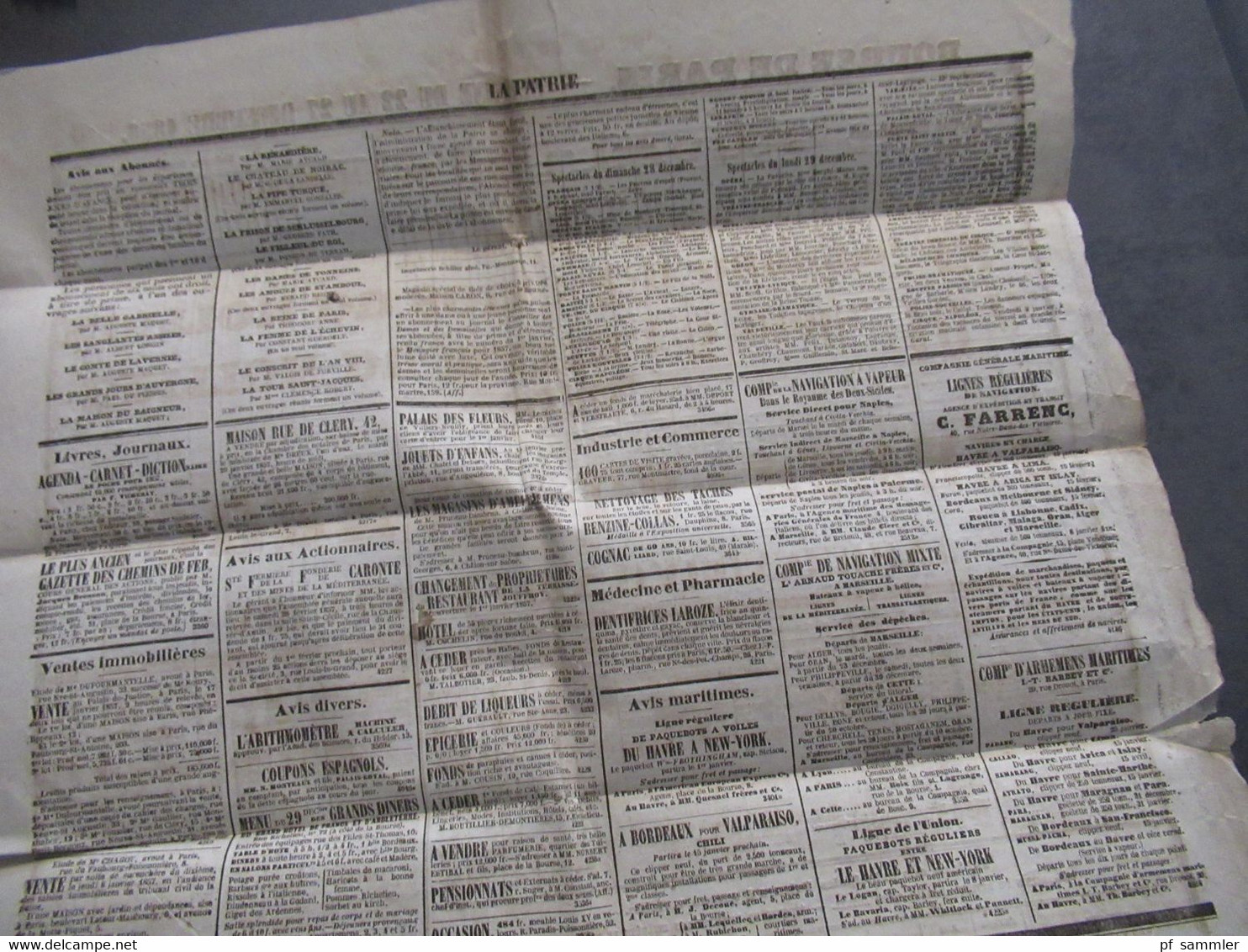 Frankreich Paris Semaine 22 au 27.12.1858 Börsennachrichten Börsenkurse / Bourse De Paris