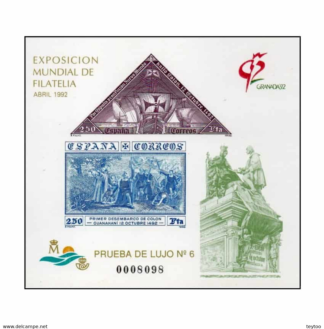 P0025# España 1992. PA. EXFILNA 92. Granada (M) - ED 25 - Proeven & Herdrukken