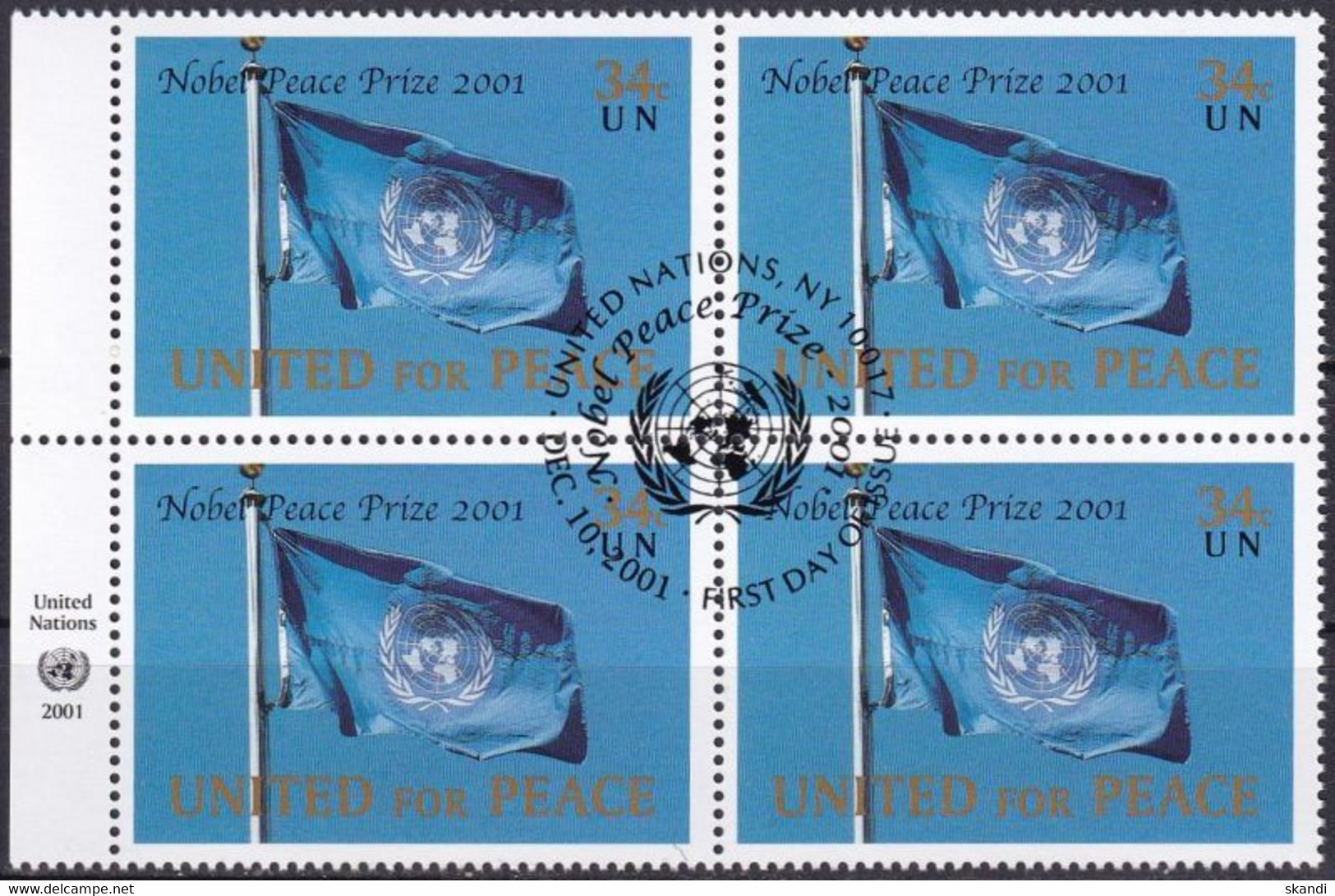 UNO NEW YORK 2001 Mi-Nr. 888 Viererblock O Used - Aus Abo - Used Stamps